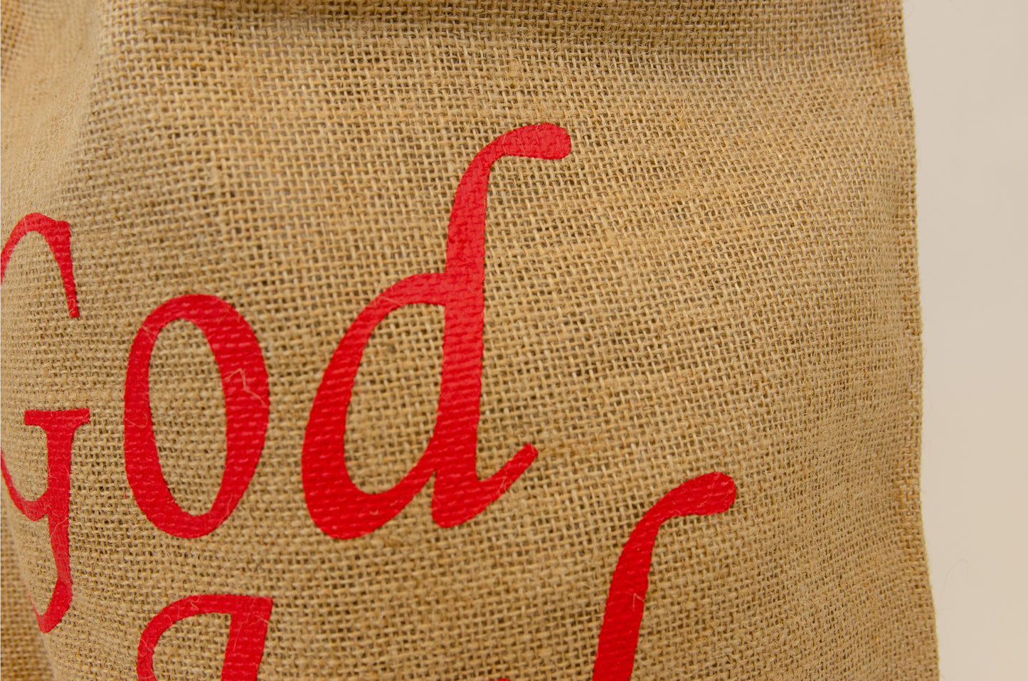 Julsäck- God Jul med rött band | 40x70cm - XL | Jute