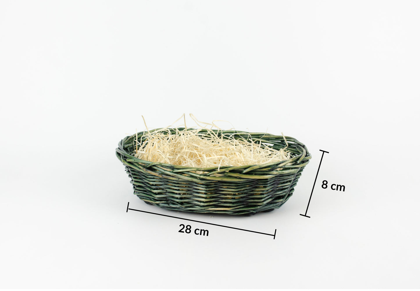 Tom presentkorg | Oval | 28 cm | Grön | Inklusive träull
