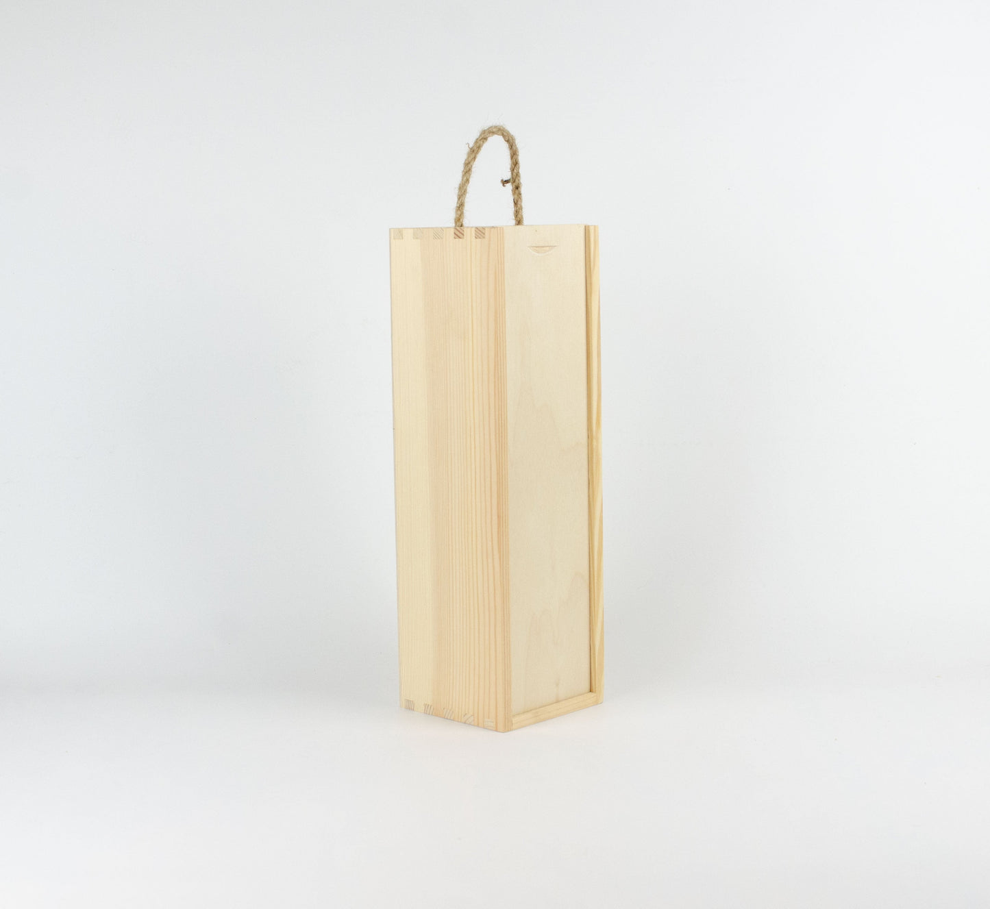 Vinlåda present - Presentförpackning till vinflaska | Handtag i jutesnöre | 11x11x36 cm
