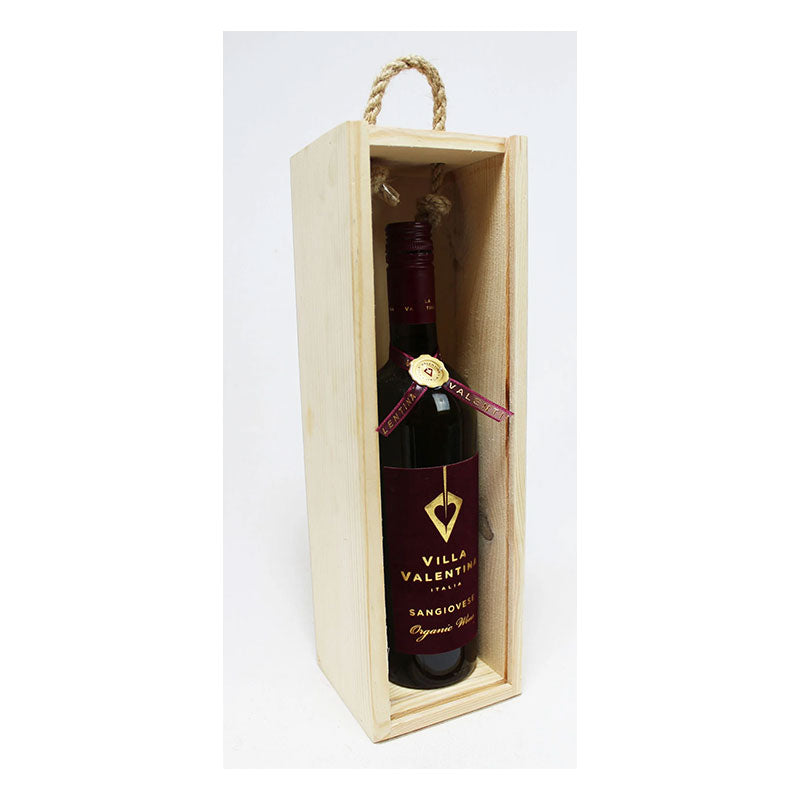 Vinlåda present - Presentförpackning till vinflaska | Handtag i jutesnöre | 11x11x36 cm