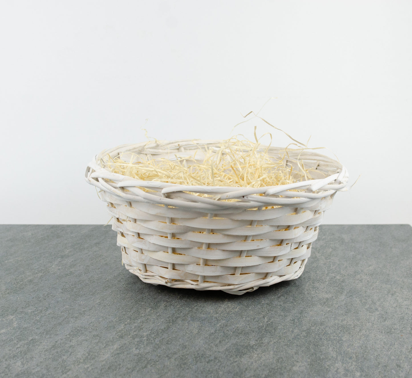 Tom presentkorg | Rund | 28 cm | Vit | Inklusive träull