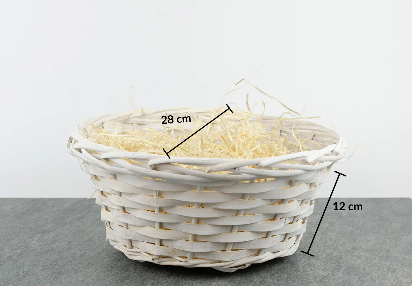 Tom presentkorg | Rund | 28 cm | Vit | Inklusive träull