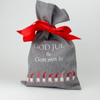 Julsäck | Dansande tomtar | 40 x 60 cm | Jutesäck