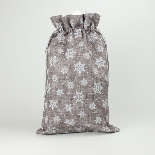Julsäck | Grå med vita snöflingor | 17×30 cm