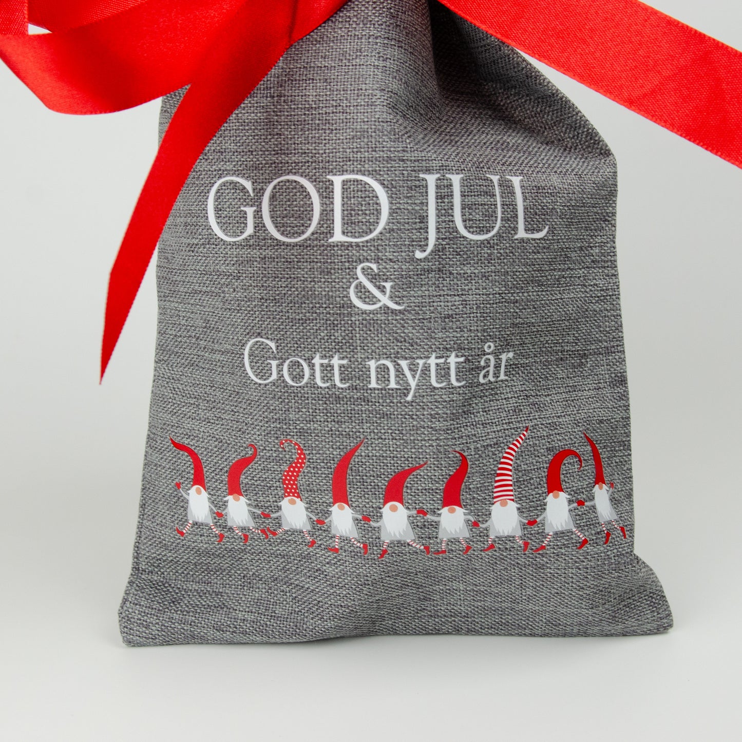 Julsäck | Dansande tomtar | 17 x 30 cm | Jutesäck