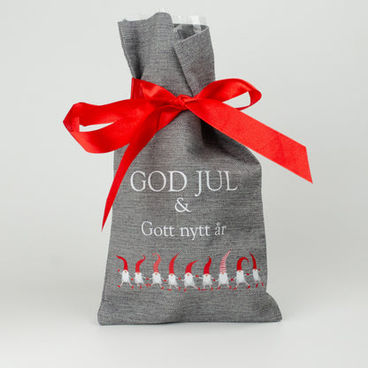 Julsäck | Dansande tomtar | 17 x 30 cm | Jutesäck
