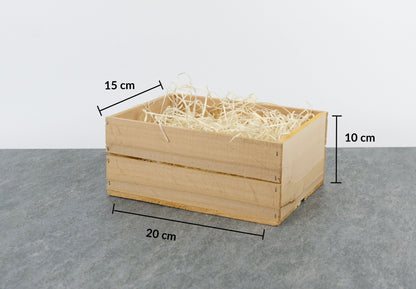 Presentlåda i trä | Rektangulär | 20 cm | Naturfärgad  | Inklusive träull